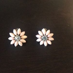Pink flower stud earrings